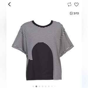 Alembika URBAN Black and White Striped Women’s Shirt with Appliqué Hear XL